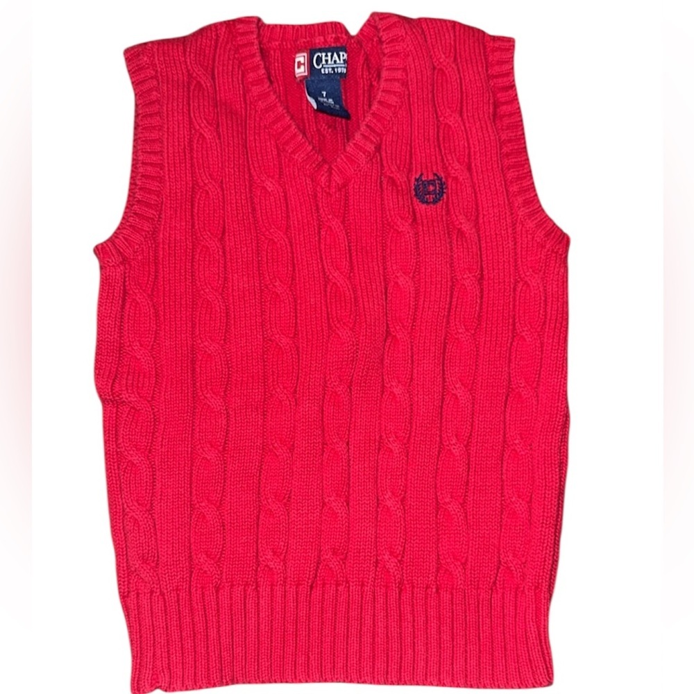Chaps Red Cable Knit Sweater Vest